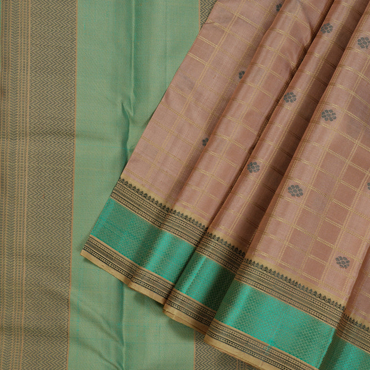 Hayagrivas Handloom Kanjivaram Silk Saree in Delicate Onion Pink KBE370E1-2