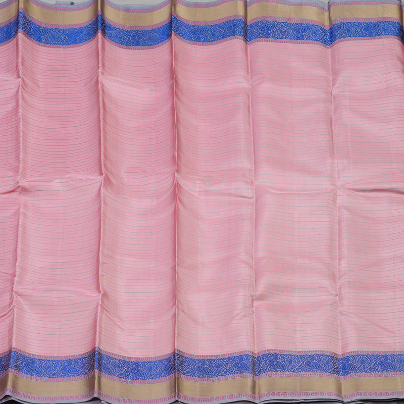 Hayagrivas Baby Pink Handloom Kanjivaram Silk Saree with Bluish Grey Border KBE370E11-1