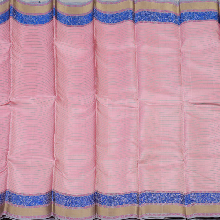 Hayagrivas Baby Pink Handloom Kanjivaram Silk Saree with Bluish Grey Border KBE370E11-1