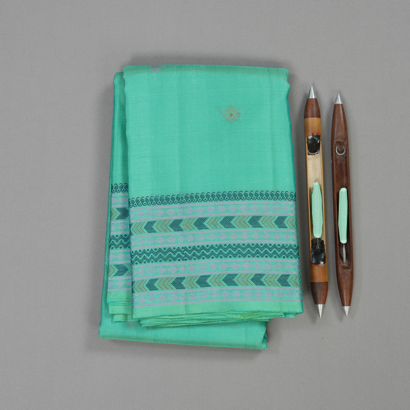 Hayagrivas Handloom Pure Kanjivaram Silk Saree in Gentle Sea Blue KBE370E5-2