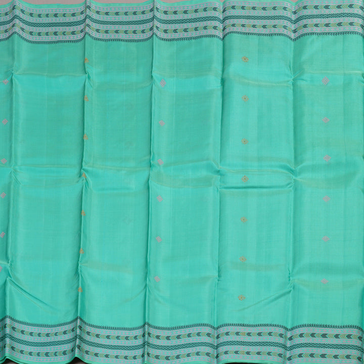 Hayagrivas Handloom Pure Kanjivaram Silk Saree in Gentle Sea Blue KBE370E5-2