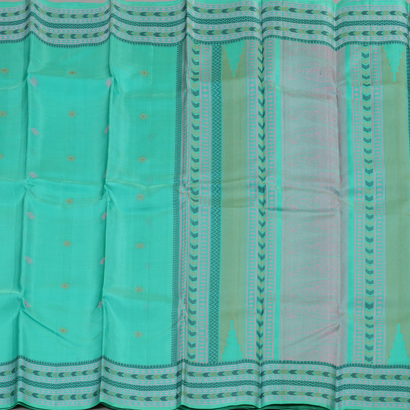 Hayagrivas Handloom Pure Kanjivaram Silk Saree in Gentle Sea Blue KBE370E5-2