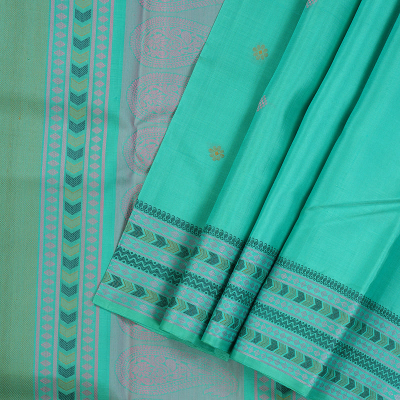 Hayagrivas Handloom Pure Kanjivaram Silk Saree in Gentle Sea Blue KBE370E5-2