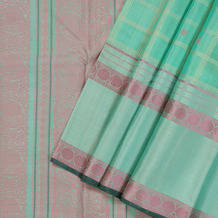 Hayagrivas Handloom Kanjivaram Silk Saree in Refreshing Sea Blue KBE370E7-2