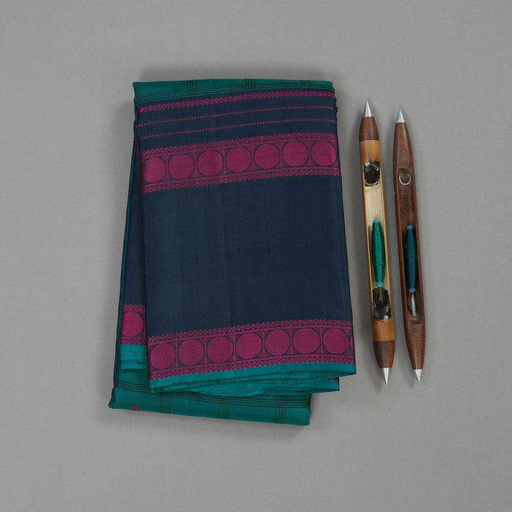 Hayagrivas Handloom Pure Kanjivaram Silk Saree in Attractive Teal Blue KBE370E7-3