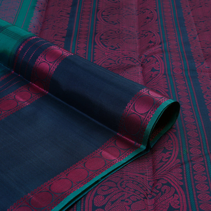 Hayagrivas Handloom Pure Kanjivaram Silk Saree in Attractive Teal Blue KBE370E7-3