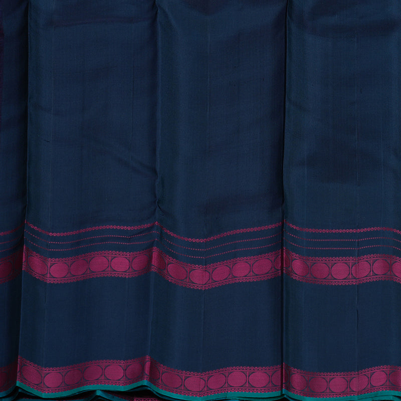 Hayagrivas Handloom Pure Kanjivaram Silk Saree in Attractive Teal Blue KBE370E7-3