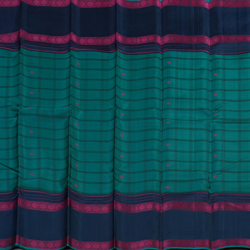Hayagrivas Handloom Pure Kanjivaram Silk Saree in Attractive Teal Blue KBE370E7-3