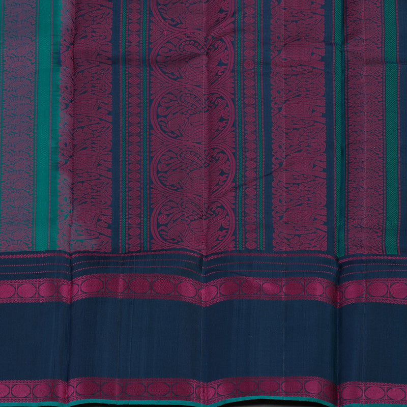 Hayagrivas Handloom Pure Kanjivaram Silk Saree in Attractive Teal Blue KBE370E7-3