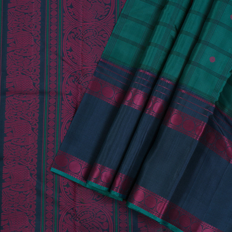 Hayagrivas Handloom Pure Kanjivaram Silk Saree in Attractive Teal Blue KBE370E7-3