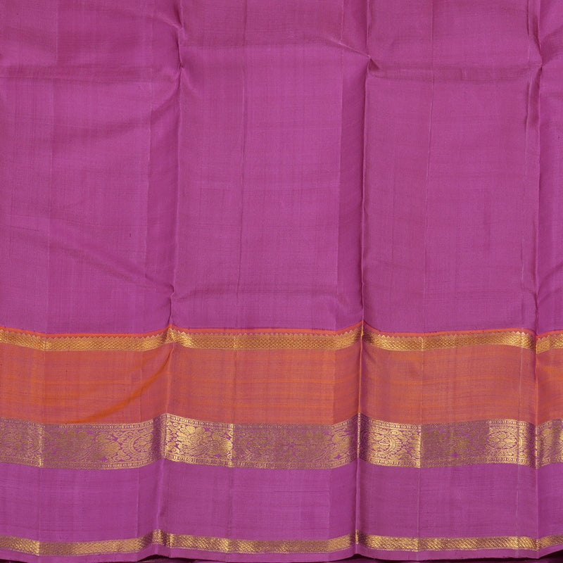 Hayagrivas Light Baby Pink Handloom Kanjivaram Silk Saree with Orange And Purple Border KBE371E2-1
