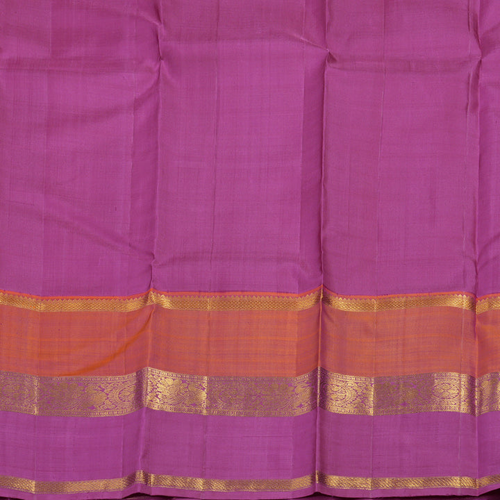 Hayagrivas Light Baby Pink Handloom Kanjivaram Silk Saree with Orange And Purple Border KBE371E2-1