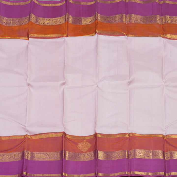 Hayagrivas Light Baby Pink Handloom Kanjivaram Silk Saree with Orange And Purple Border KBE371E2-1
