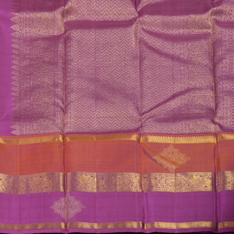 Hayagrivas Light Baby Pink Handloom Kanjivaram Silk Saree with Orange And Purple Border KBE371E2-1