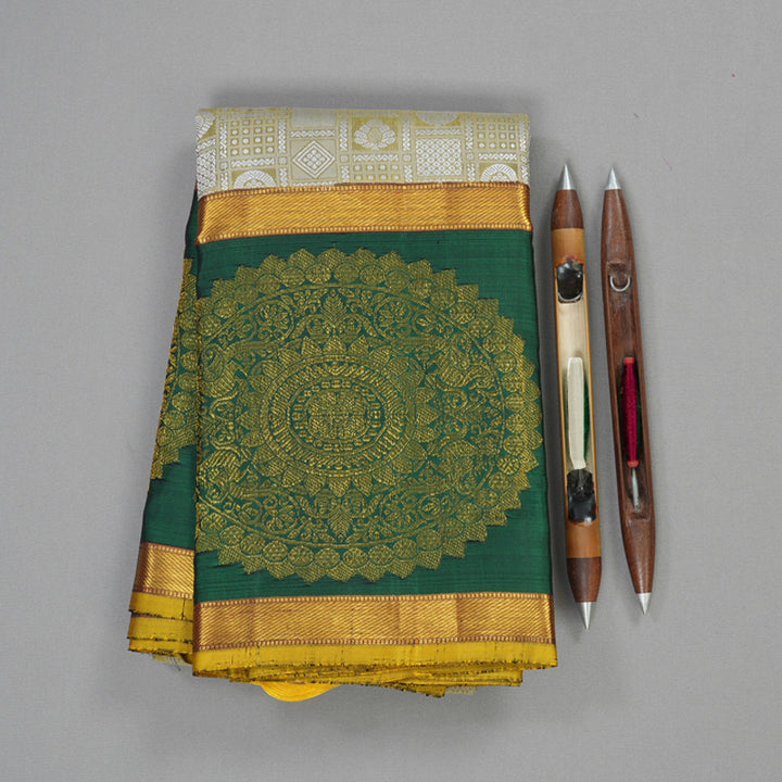 Hayagrivas Handloom Pure Kanjivaram Silk Saree in Golden Beige KBE2074A5-1