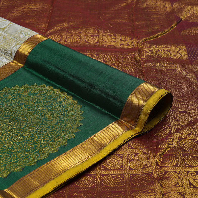 Hayagrivas Handloom Pure Kanjivaram Silk Saree in Golden Beige KBE2074A5-1