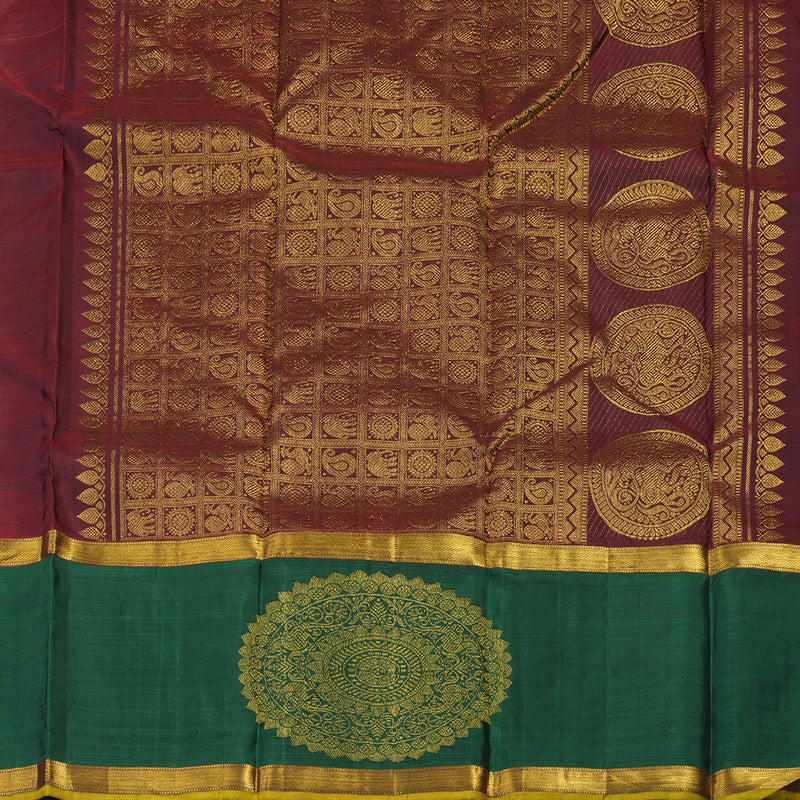 Hayagrivas Handloom Pure Kanjivaram Silk Saree in Golden Beige KBE2074A5-1