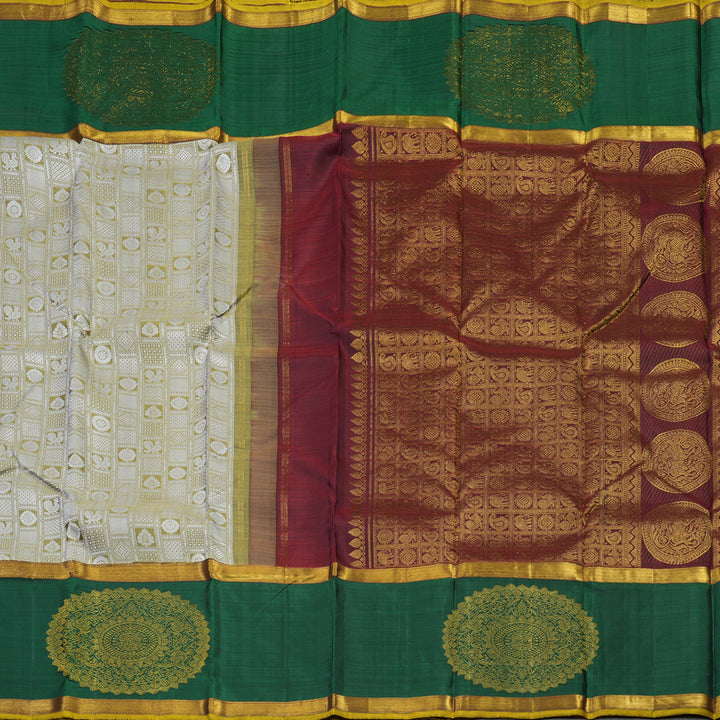 Hayagrivas Handloom Pure Kanjivaram Silk Saree in Golden Beige KBE2074A5-1