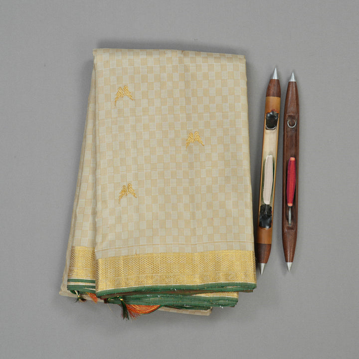 Hayagrivas Handloom Pure Kanjivaram Silk Saree in Subtle Sandal KBE371E5-1