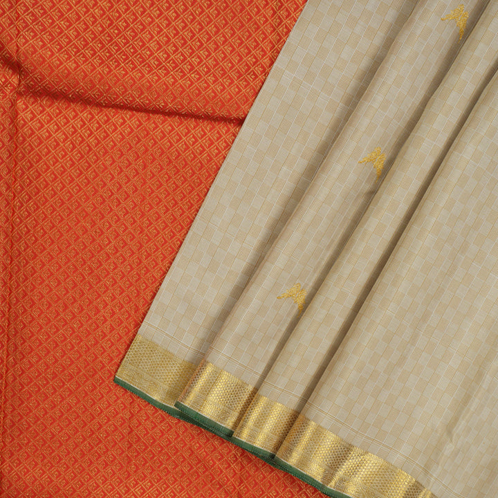 Hayagrivas Handloom Pure Kanjivaram Silk Saree in Subtle Sandal KBE371E5-1