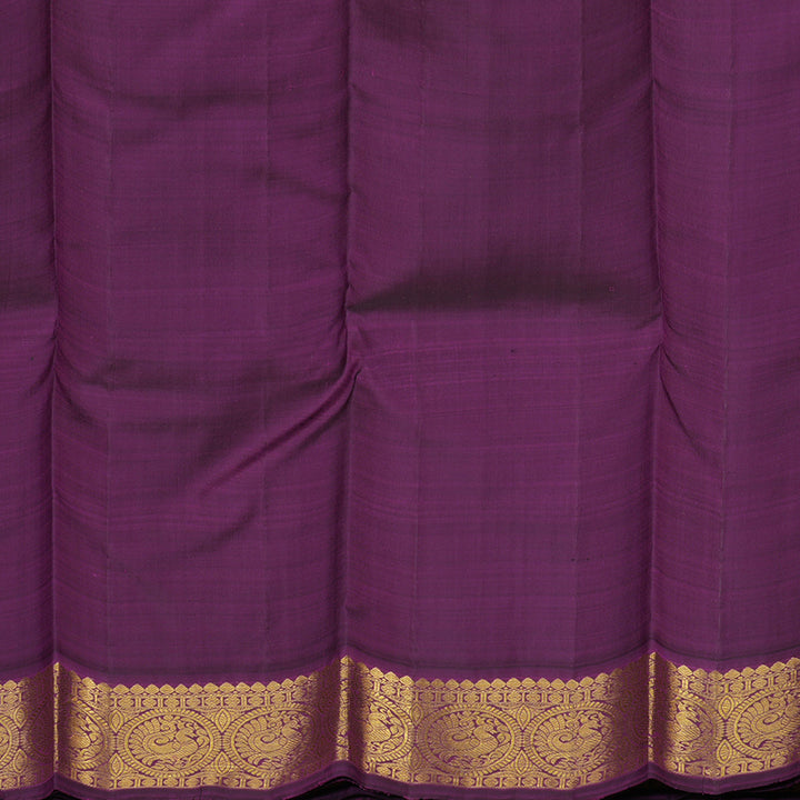 Hayagrivas Beige Handloom Kanjivaram Silk Saree with Dark Purple Border KBE372E2-1