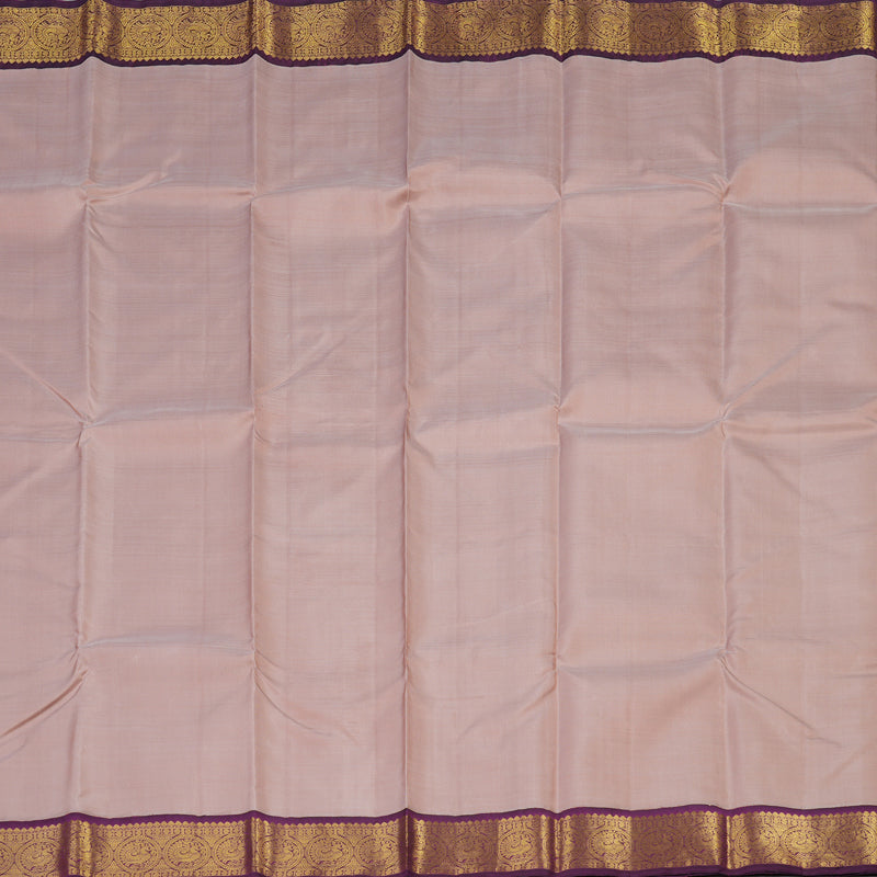 Hayagrivas Beige Handloom Kanjivaram Silk Saree with Dark Purple Border KBE372E2-1