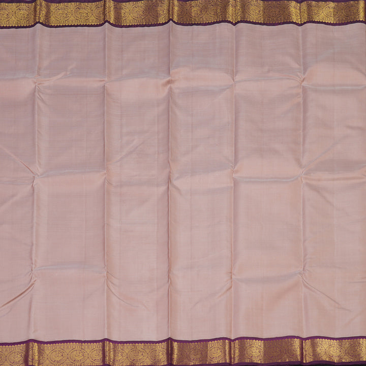 Hayagrivas Beige Handloom Kanjivaram Silk Saree with Dark Purple Border KBE372E2-1