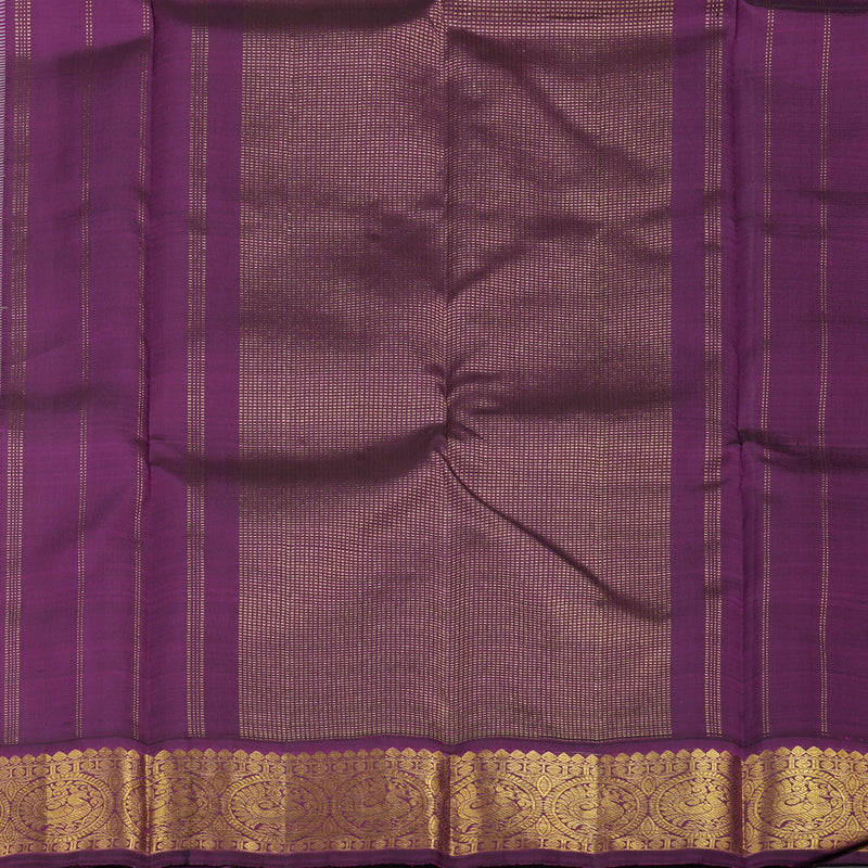Hayagrivas Beige Handloom Kanjivaram Silk Saree with Dark Purple Border KBE372E2-1