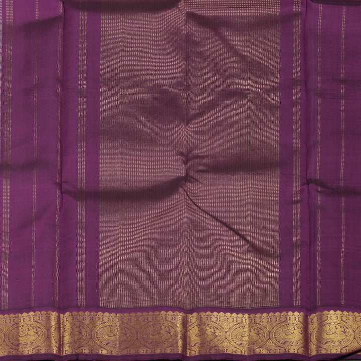 Hayagrivas Beige Handloom Kanjivaram Silk Saree with Dark Purple Border KBE372E2-1