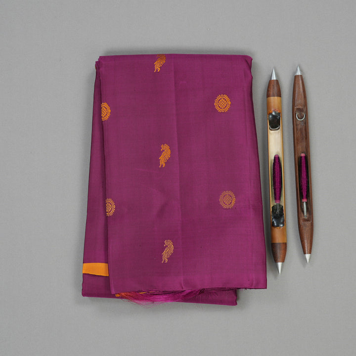 Hayagrivas Handloom Pure Kanjivaram Silk Saree in Radiant Purple KBE373E2-1