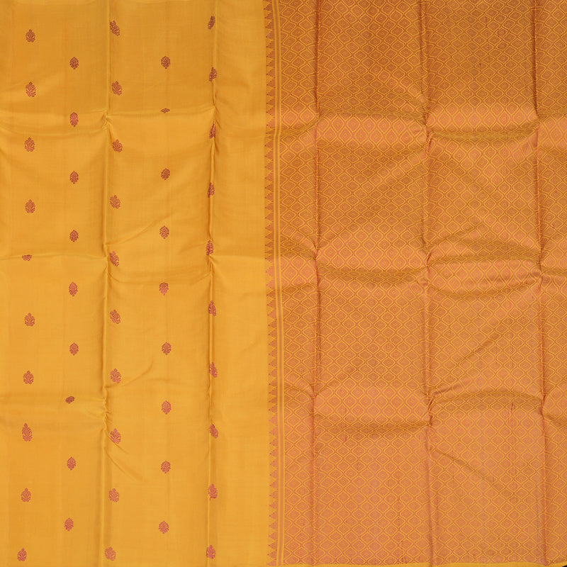 Hayagrivas Mustard Yellow Handloom Kanjivaram Silk Saree KBE373E3-1
