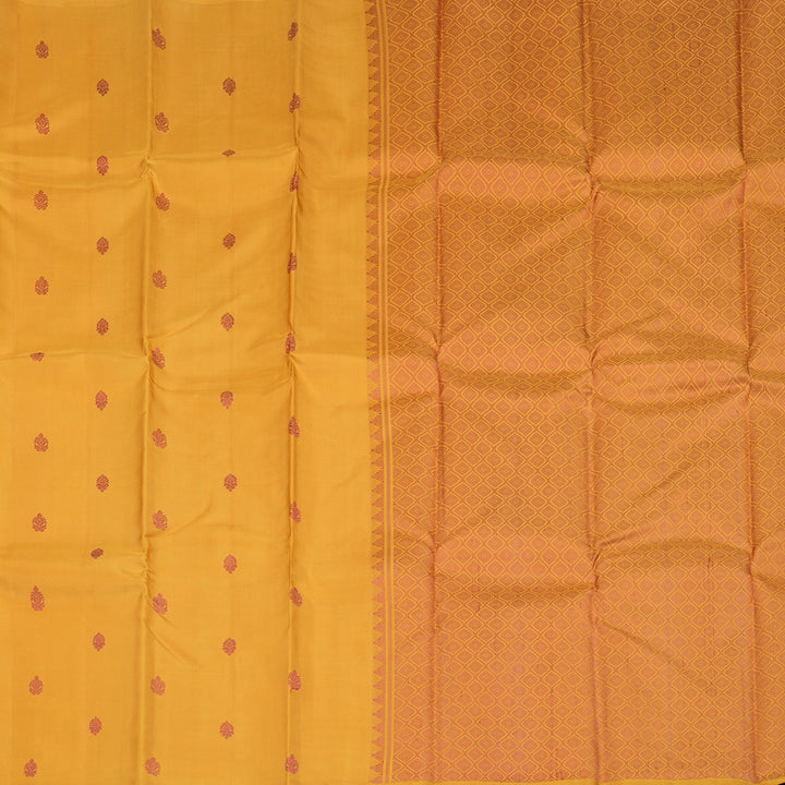 Hayagrivas Mustard Yellow Handloom Kanjivaram Silk Saree KBE373E3-1