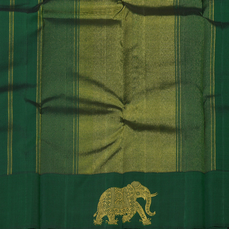 Hayagrivas Yellow Handloom Kanjivaram Silk Saree with Bottle Green Border KBE375E1-2