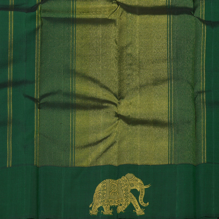 Hayagrivas Yellow Handloom Kanjivaram Silk Saree with Bottle Green Border KBE375E1-2