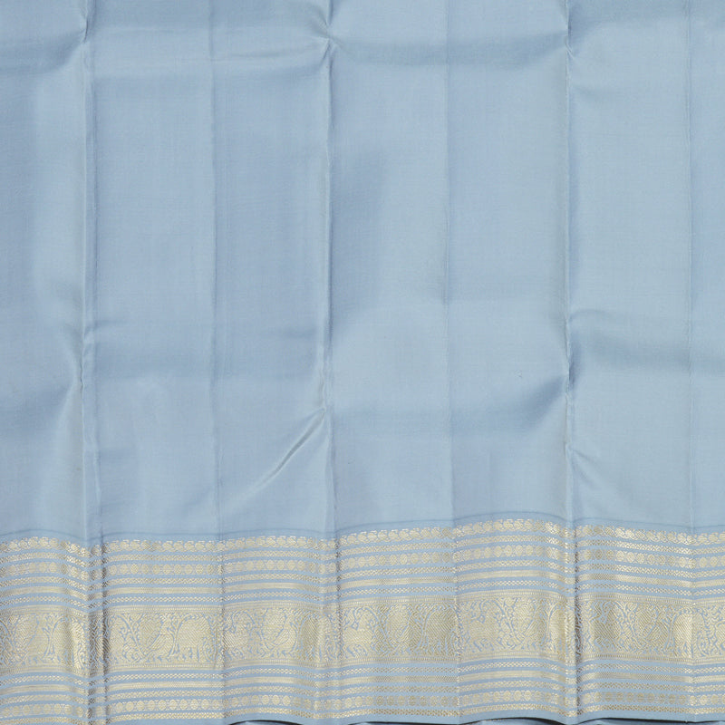 Hayagrivas Lemon Yellow Handloom Kanjivaram Silk Saree with Silver Grey Border KBE376E1-1
