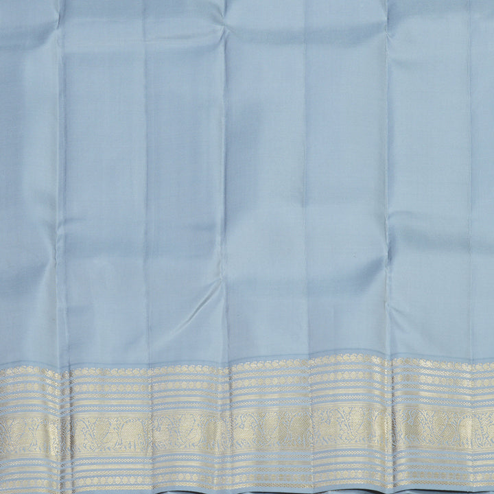 Hayagrivas Lemon Yellow Handloom Kanjivaram Silk Saree with Silver Grey Border KBE376E1-1