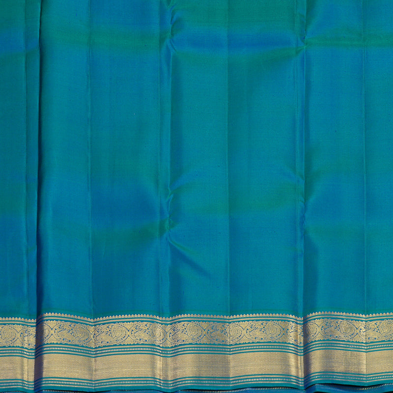 Hayagrivas Baby Pink Handloom Kanjivaram Silk Saree with Peacock Blue Border KBE376E1-5