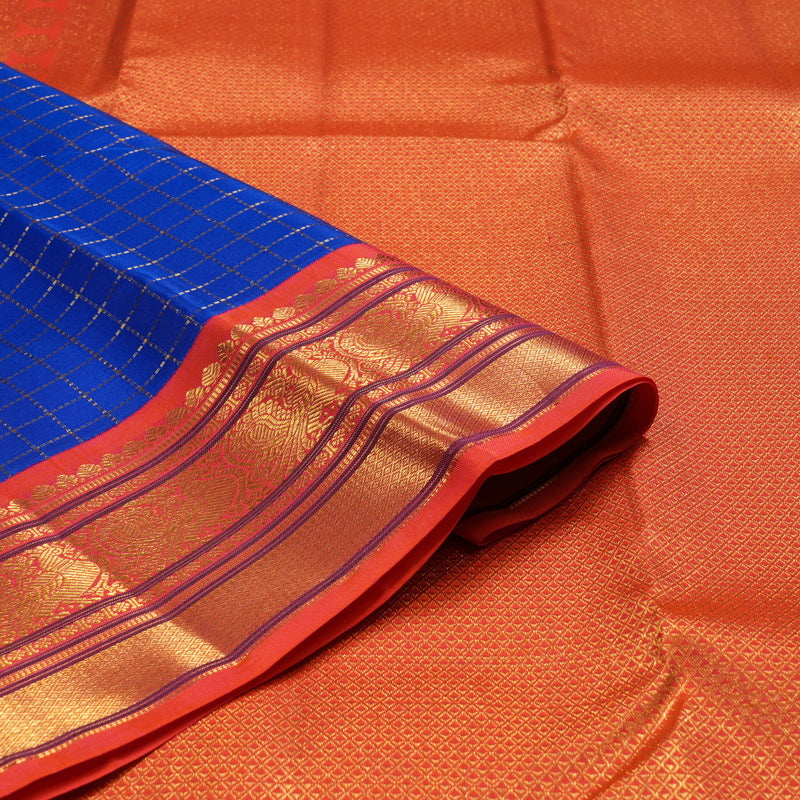 Hayagrivas Handloom Kanjivaram Silk Saree in Bright Blue KBE376E1-7