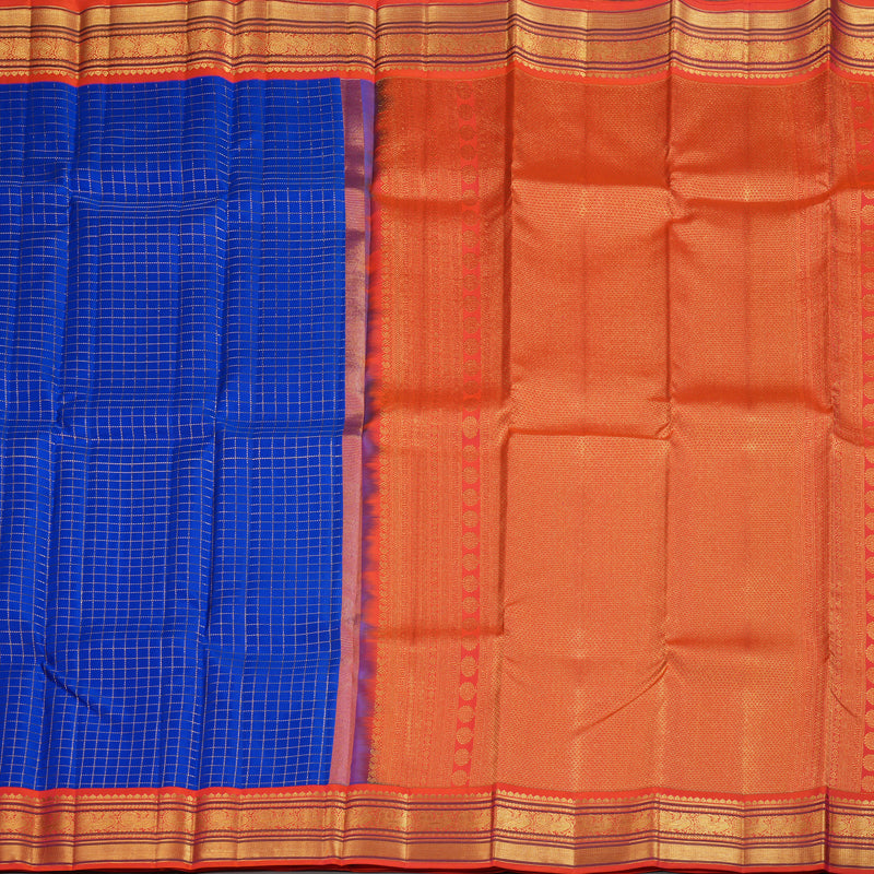 Hayagrivas Handloom Kanjivaram Silk Saree in Bright Blue KBE376E1-7