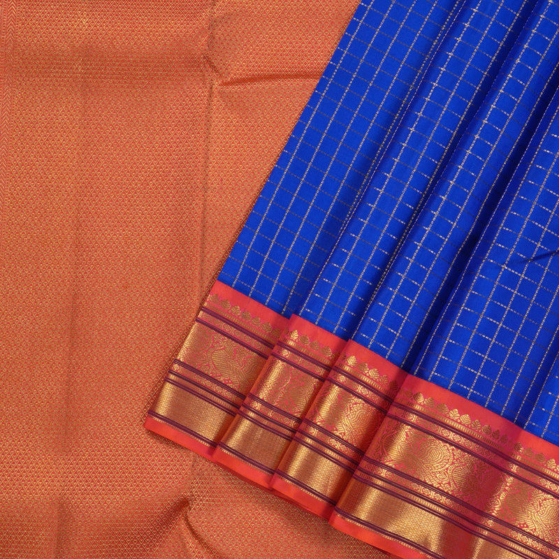 Hayagrivas Handloom Kanjivaram Silk Saree in Bright Blue KBE376E1-7