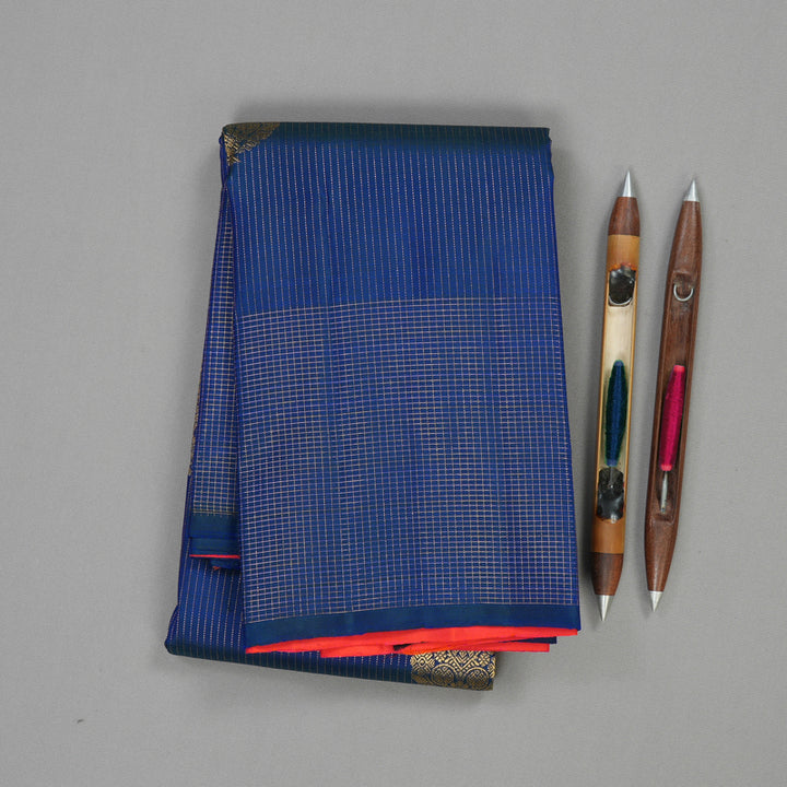 Hayagrivas Handloom Pure Kanjivaram Silk Saree in Regal Blue KBE376E10-2