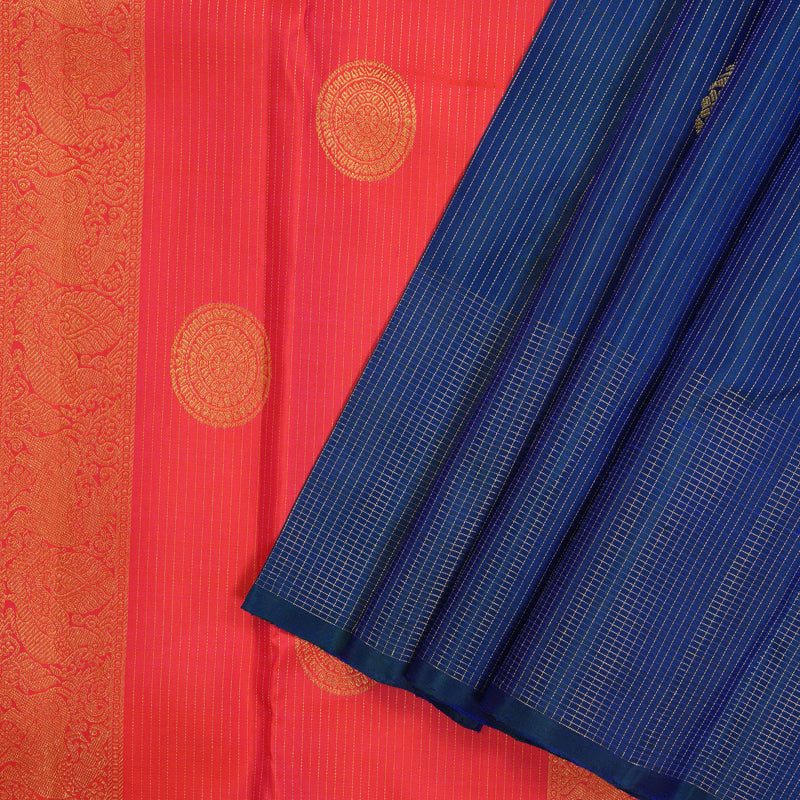 Hayagrivas Handloom Pure Kanjivaram Silk Saree in Regal Blue KBE376E10-2