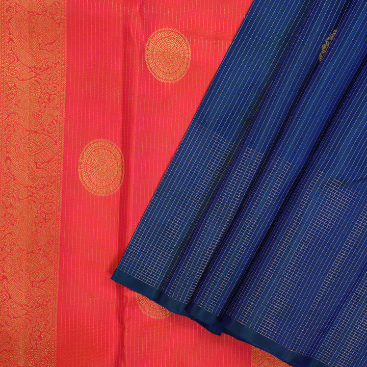 Hayagrivas Handloom Pure Kanjivaram Silk Saree in Regal Blue KBE376E10-2