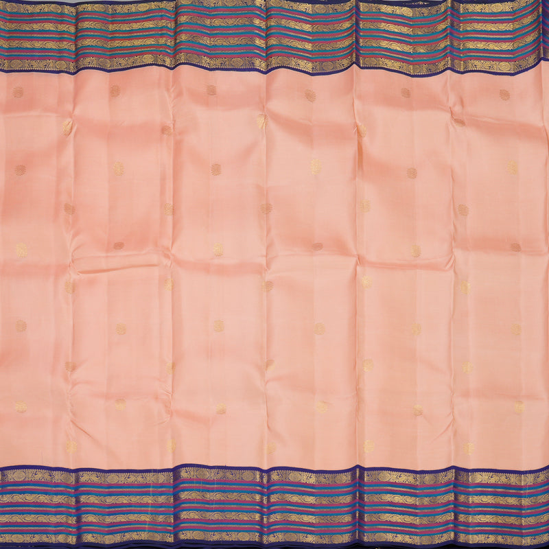 Hayagrivas Handloom Pure Kanjivaram Silk Saree in Shimmering Peach Pink KBE376E11-5