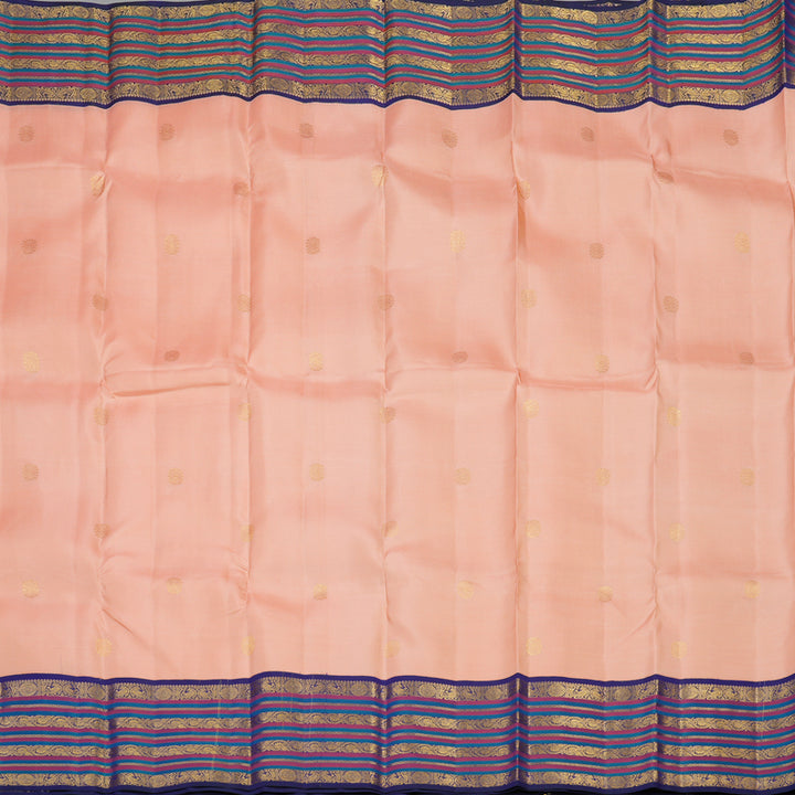 Hayagrivas Handloom Pure Kanjivaram Silk Saree in Shimmering Peach Pink KBE376E11-5