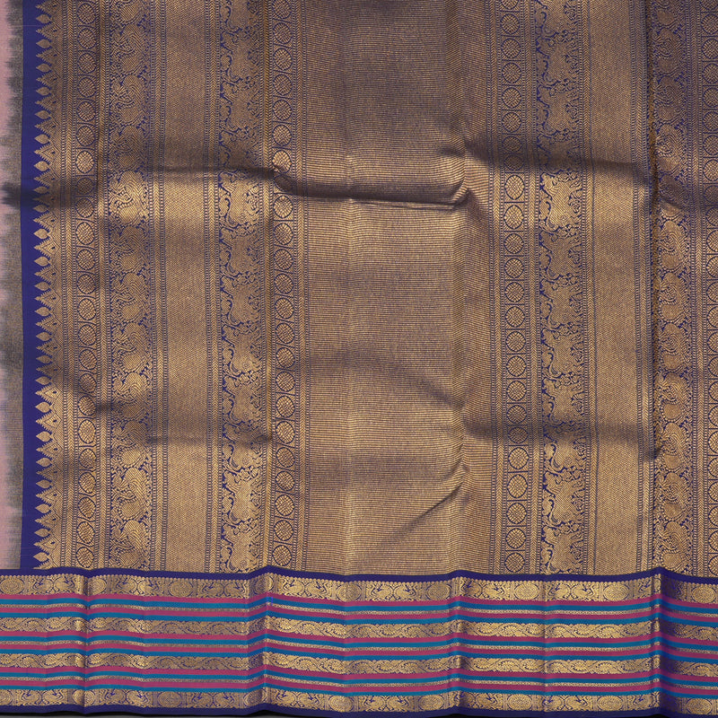Hayagrivas Handloom Pure Kanjivaram Silk Saree in Shimmering Peach Pink KBE376E11-5