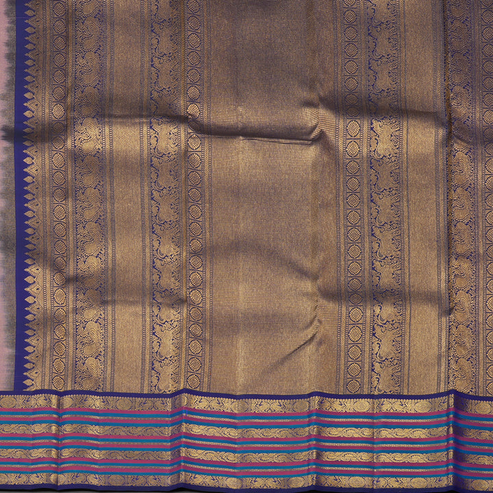 Hayagrivas Handloom Pure Kanjivaram Silk Saree in Shimmering Peach Pink KBE376E11-5