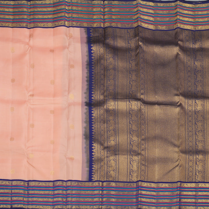 Hayagrivas Handloom Pure Kanjivaram Silk Saree in Shimmering Peach Pink KBE376E11-5