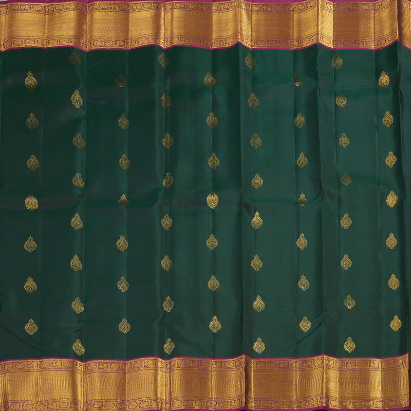 Hayagrivas Handloom Pure Kanjivaram Silk Saree in Lustrous Peacock Green KBE376E3-1