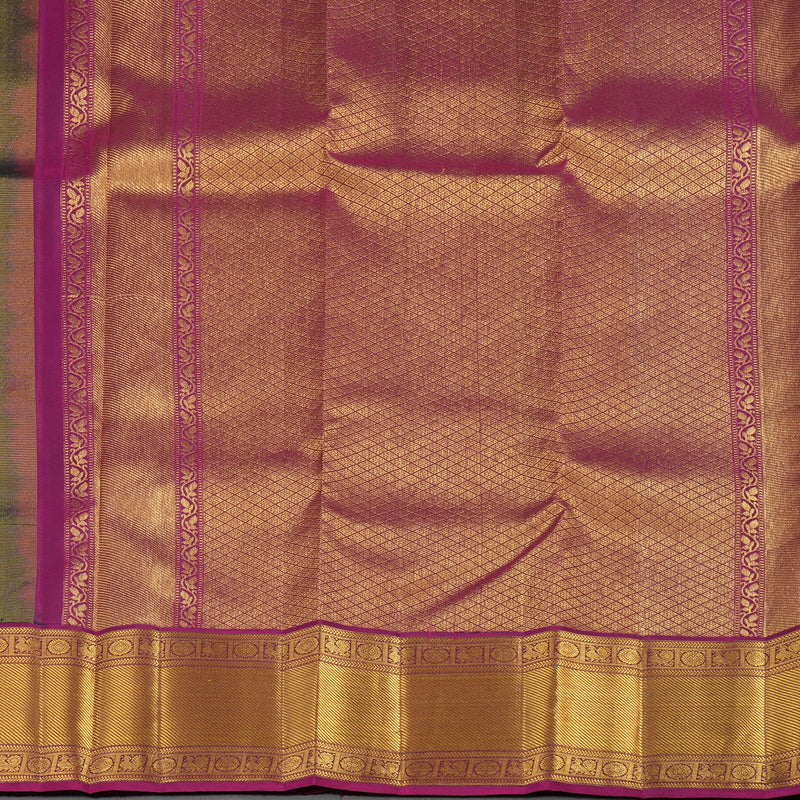 Hayagrivas Handloom Pure Kanjivaram Silk Saree in Lustrous Peacock Green KBE376E3-1